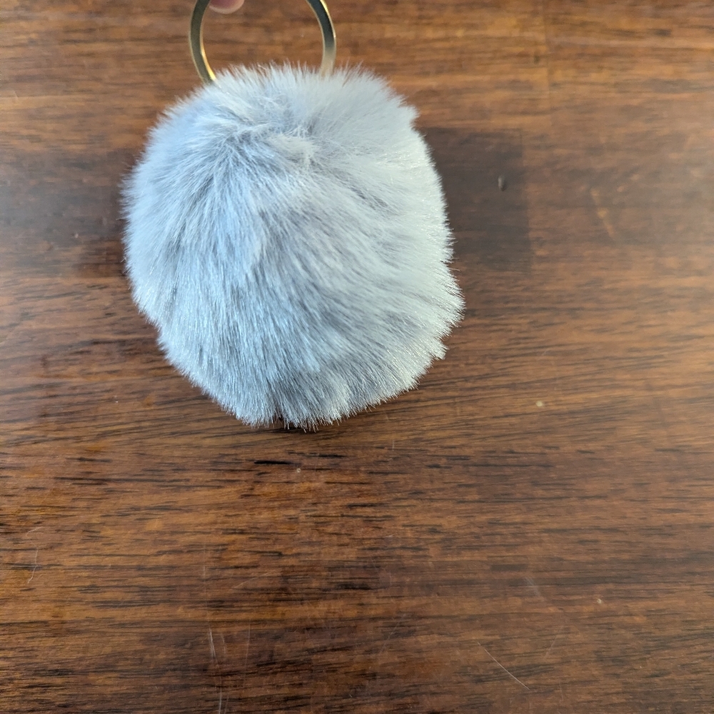 Elegant Gray Faux Fur Keychain